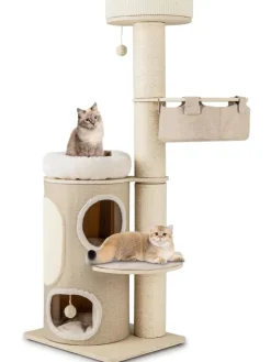 COSTWAY Katzen<Kratzbaum Katzenbaum 5 Ebenen 154cm in Beige