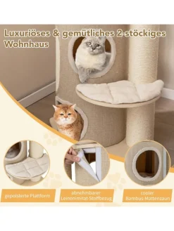 COSTWAY Katzen<Kratzbaum Katzenbaum 5 Ebenen 154cm in Beige