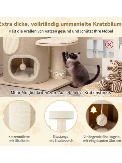 COSTWAY Katzen<Kratzbaum Katzenbaum 5 Ebenen 154cm in Beige