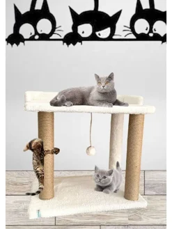 Paws&Whiskers Katzen<Kratzbaum ''Liza'' in Creme - (B)50 x (H)48 x (T)35 cm
