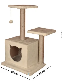 Paws&Whiskers Katzen<Kratzbaum "Lotti" in Beige - (B)45 x (H)72 x (T)35 cm
