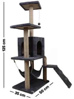 Paws&Whiskers Katzen<Kratzbaum "Midas" in Anthrazit - (B)50 x (H)125 x (T)35 cm