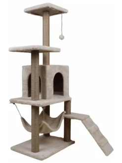 Paws&Whiskers Katzen<Kratzbaum "Midas" in Beige - (B)50 x (H)125 x (T)35 cm
