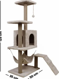 Paws&Whiskers Katzen<Kratzbaum "Midas" in Beige - (B)50 x (H)125 x (T)35 cm