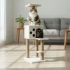 Paws&Whiskers Katzen<Kratzbaum "Orion" in Creme - (B)35 x (H)115 x (T)50 cm
