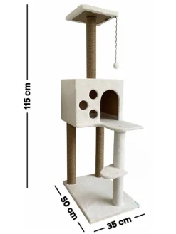 Paws&Whiskers Katzen<Kratzbaum "Orion" in Creme - (B)35 x (H)115 x (T)50 cm
