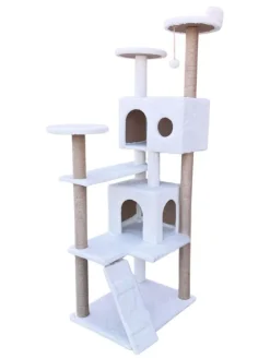 Paws&Whiskers Katzen<Kratzbaum "Siena" in Weiß - (B)60 x (H)165 x (T)45 cm