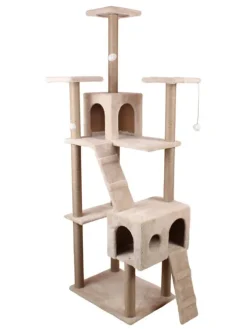 Paws&Whiskers Katzen<Kratzbaum "Verona" in Beige - (B)45 x (H)172 x (T)60 cm