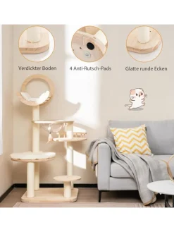 COSTWAY Katzen<Kratzbaum Holz 146cm in Beige