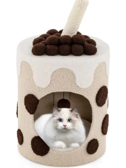 COSTWAY Katzen<Kratztonne 37x37x67cm in Braun