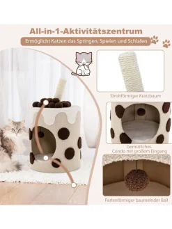COSTWAY Katzen<Kratztonne 37x37x67cm in Braun