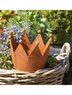 UNUS Gartendekoration<Krone Zink Rost Ø17 im 3er Set in Braun