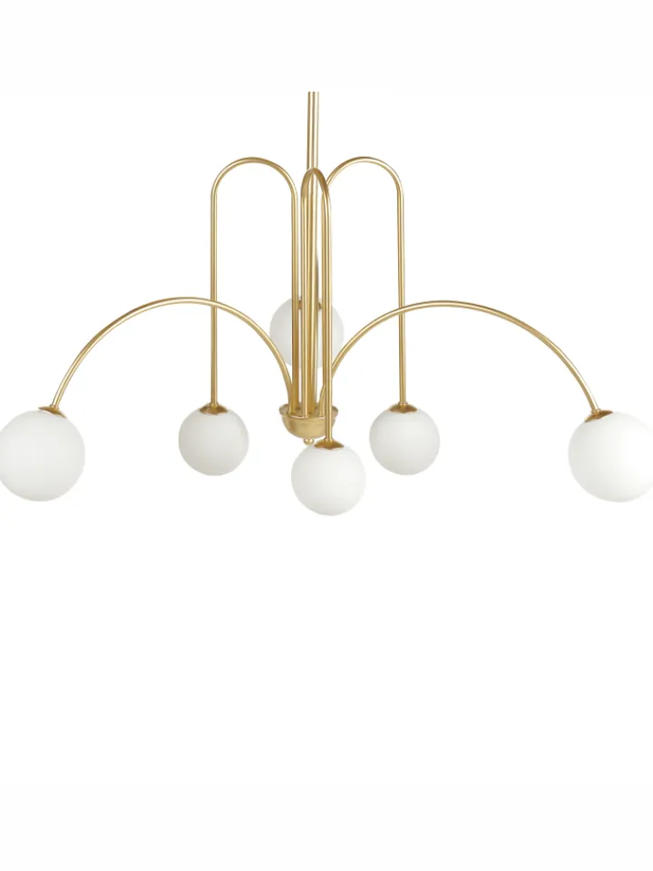 Beliani Decken- & Hängeleuchten<Kronleuchter FORBES in Gold/Weiß - (W) 80 x (H) 80 x (L) 80 cm