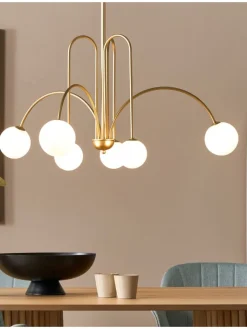 Beliani Decken- & Hängeleuchten<Kronleuchter FORBES in Gold/Weiß - (W) 80 x (H) 80 x (L) 80 cm