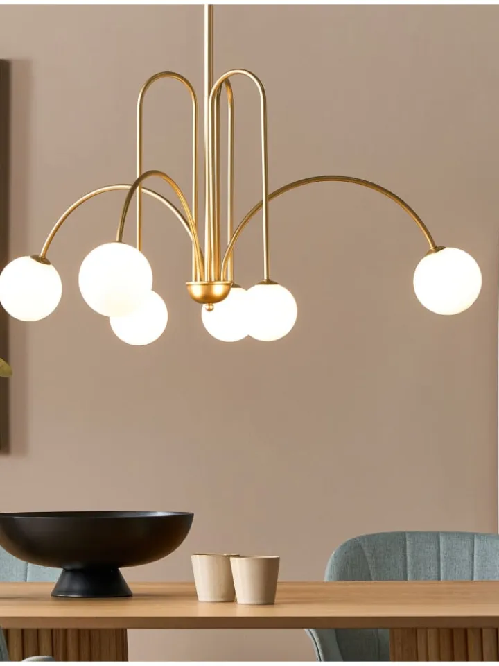 Beliani Decken- & Hängeleuchten<Kronleuchter FORBES in Gold/Weiß - (W) 80 x (H) 80 x (L) 80 cm