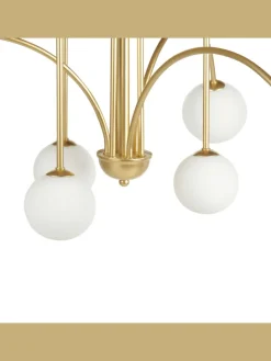 Beliani Decken- & Hängeleuchten<Kronleuchter FORBES in Gold/Weiß - (W) 80 x (H) 80 x (L) 80 cm