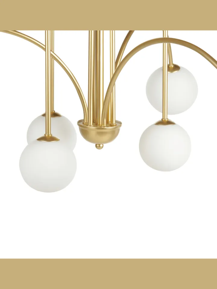 Beliani Decken- & Hängeleuchten<Kronleuchter FORBES in Gold/Weiß - (W) 80 x (H) 80 x (L) 80 cm
