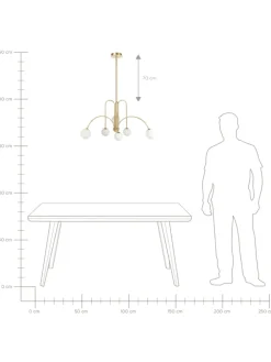 Beliani Decken- & Hängeleuchten<Kronleuchter FORBES in Gold/Weiß - (W) 80 x (H) 80 x (L) 80 cm