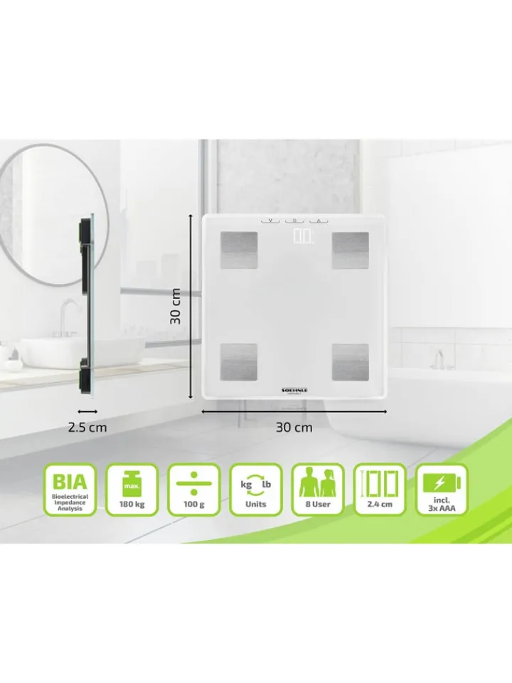 Soehnle Technik|Pflege & Gesundheit<Körperanalysewaage "PWD Shape Sense Connect Lite" in Weiß - (L)30 x (B)30