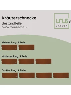 UNUS Gartendekoration<Kräuterschnecke Rostoptik in Braun