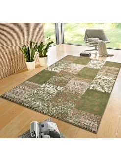 Hanse Home Teppiche & Fußmatten<Kurzflor-Teppich "Bloques" in Grün/ Hellbraun