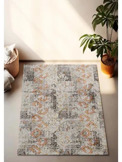 Mioli Teppiche & Fußmatten<Kurzflor-Teppich in Creme/ Schwarz/ Orange