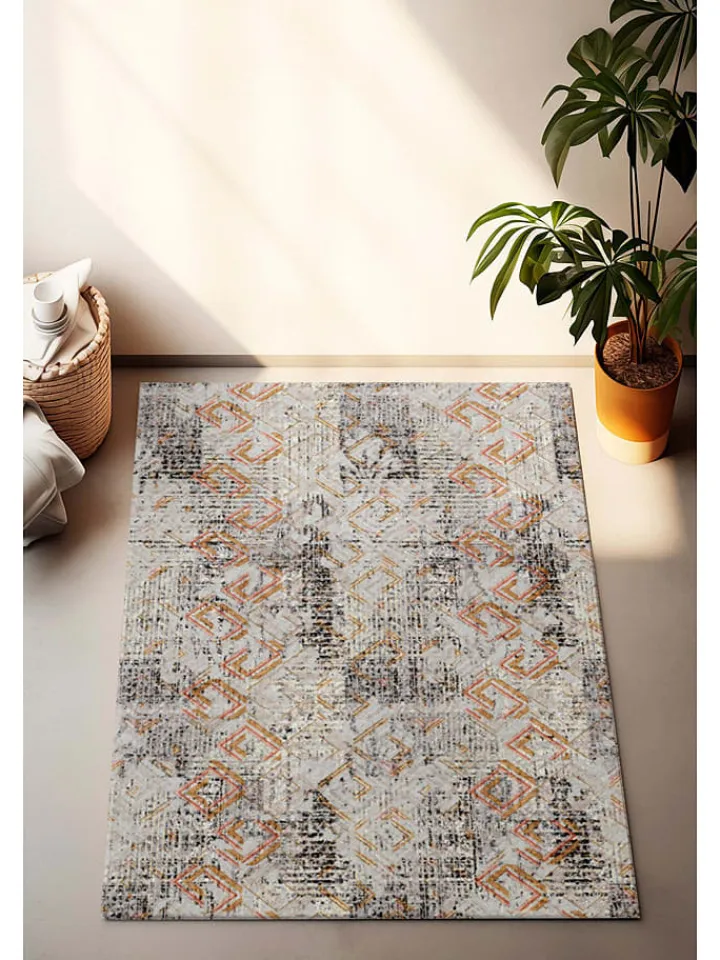 Mioli Teppiche & Fußmatten<Kurzflor-Teppich in Creme/ Schwarz/ Orange