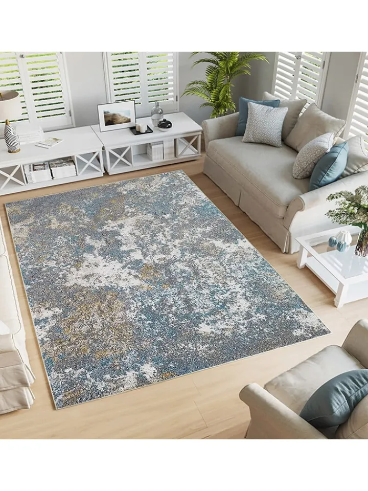 ABERTO DESIGN Teppiche & Fußmatten<Kurzflor-Teppich in Grau/ Blau