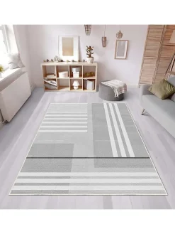 CARPET DIEM Teppiche & Fußmatten<Kurzflor-Teppich in Grau/ Weiß