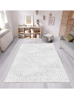 CARPET DIEM Teppiche & Fußmatten<Kurzflor-Teppich in Grau/ Weiß