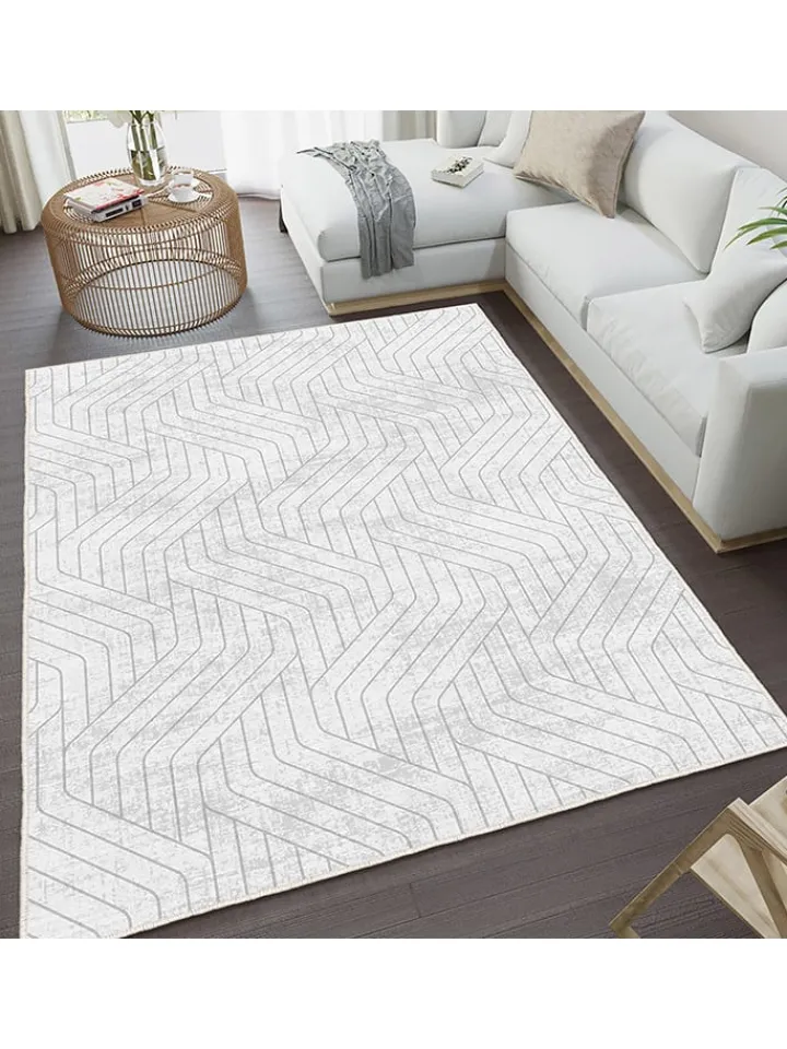 CARPET DIEM Teppiche & Fußmatten<Kurzflor-Teppich in Grau/ Weiß