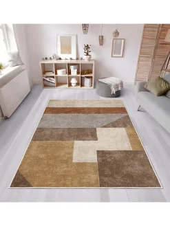 CARPET DIEM Teppiche & Fußmatten<Kurzflor-Teppich in Hellbraun/ Grau/ Beige