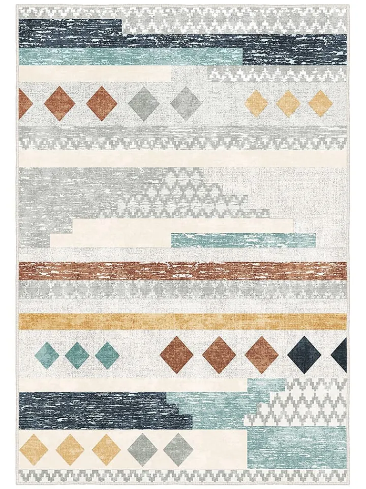 Mioli Teppiche & Fußmatten<Kurzflor-Teppich "Infkece" in Creme/ Blau/ Braun