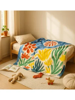 The Wild Hug Wohndecken & Plaids<Kuscheldecke "Little Garden" in Blau/ Grün/ Gelb - (L)170 x (B)130 cm