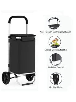 Cheffinger Einkaufstaschen & -Trolleys<40L Einkaufswagen Trolley in Schwarz