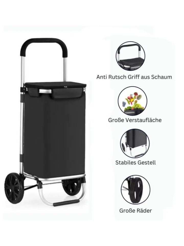 Cheffinger Einkaufstaschen & -Trolleys<40L Einkaufswagen Trolley in Schwarz