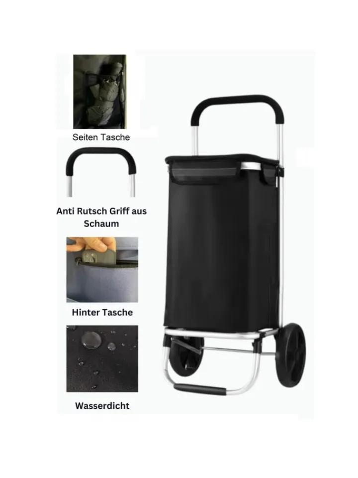Cheffinger Einkaufstaschen & -Trolleys<40L Einkaufswagen Trolley in Schwarz