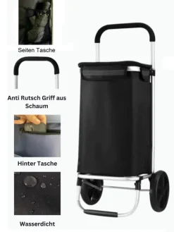 Cheffinger Einkaufstaschen & -Trolleys<40L Einkaufswagen Trolley in Schwarz
