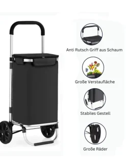 Cheffinger Einkaufstaschen & -Trolleys<40L Einkaufswagen Trolley in Schwarz