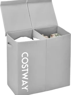 COSTWAY Wäschekörbe & -Ständer<105L Wäschekorb in Grau
