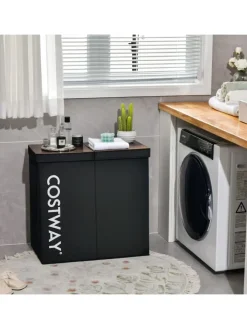 COSTWAY Wäschekörbe & -Ständer<105L Wäschekorb in Schwarz