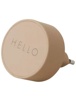 Design Letters Technikzubehör<Ladestecker "Hello" in Beige - Ø 4,5 cm