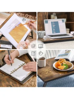 Songmics Weitere Haushaltshelfer<Laptoptisch in Braun/ Schwarz - (B)71 x (H)23 x (T)35 cm
