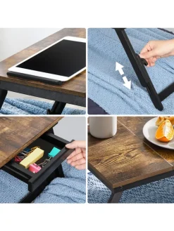 Songmics Weitere Haushaltshelfer<Laptoptisch in Braun/ Schwarz - (B)71 x (H)23 x (T)35 cm