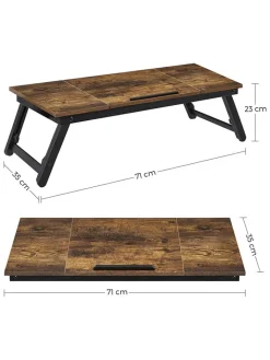 Songmics Weitere Haushaltshelfer<Laptoptisch in Braun/ Schwarz - (B)71 x (H)23 x (T)35 cm