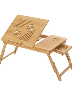 Songmics Weitere Haushaltshelfer<Laptoptisch in Hellbraun - (B)55 x (H)29 x (T)35 cm