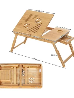 Songmics Weitere Haushaltshelfer<Laptoptisch in Hellbraun - (B)55 x (H)29 x (T)35 cm