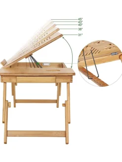 Songmics Weitere Haushaltshelfer<Laptoptisch in Hellbraun - (B)55 x (H)29 x (T)35 cm