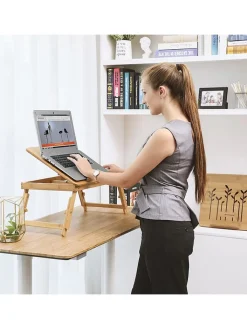 Songmics Weitere Haushaltshelfer<Laptoptisch in Hellbraun - (B)55 x (H)29 x (T)35 cm