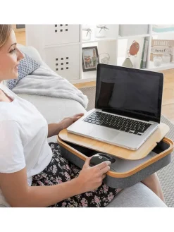 InnovaGoods Tische<Laptoptisch in Hellbraun/ Grau - (B)40,5 x (H)33 x (T)7 cm